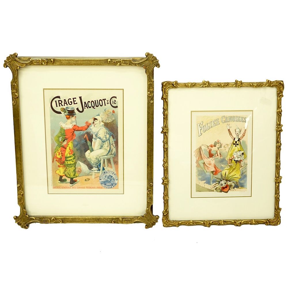 Appraisal: Two Framed Clown Posters Two Framed Miniature French Clown Posters