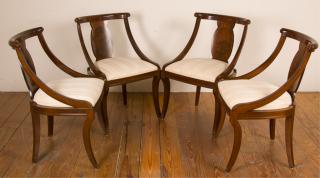 Appraisal: John Stuart Empire Style Walnut Chairs Four Set of four