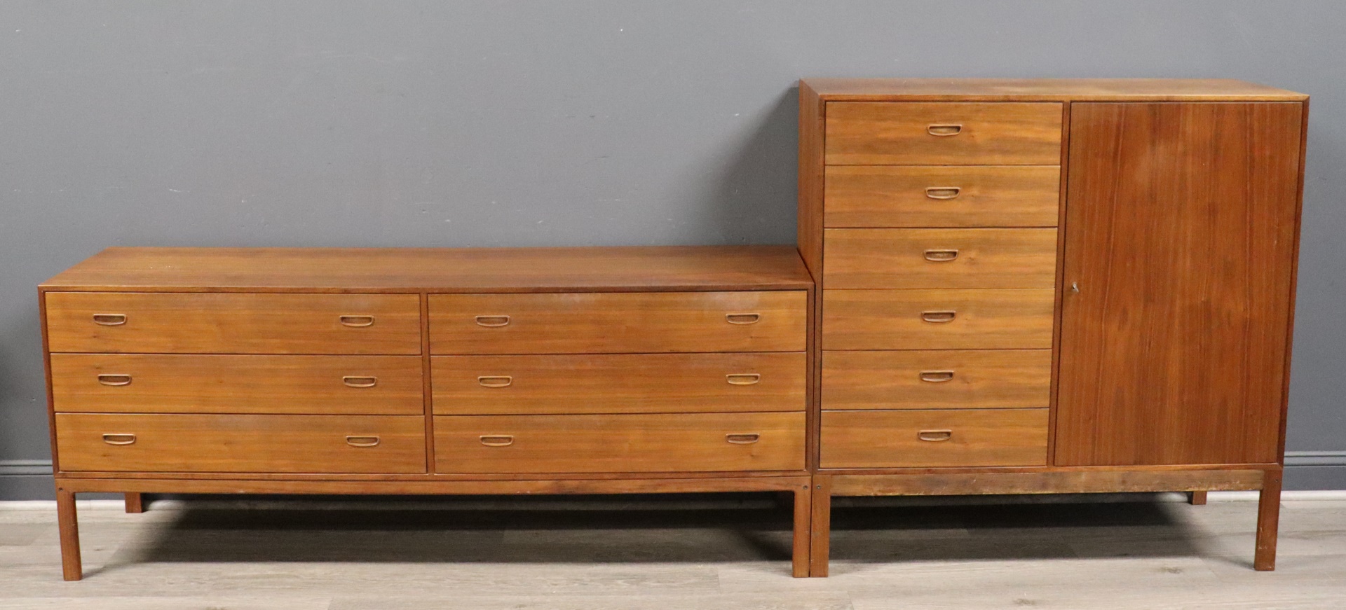 Appraisal: DANISH MODERN TEAK DRESSER CHIFFEROBE Nice original pieces Marked made