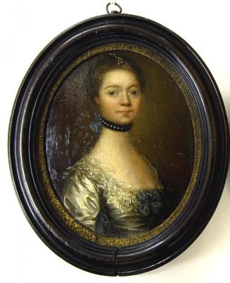 Appraisal: CIRCLE OF ARTHUR DEVIS A Lady Wearing a Black Choker