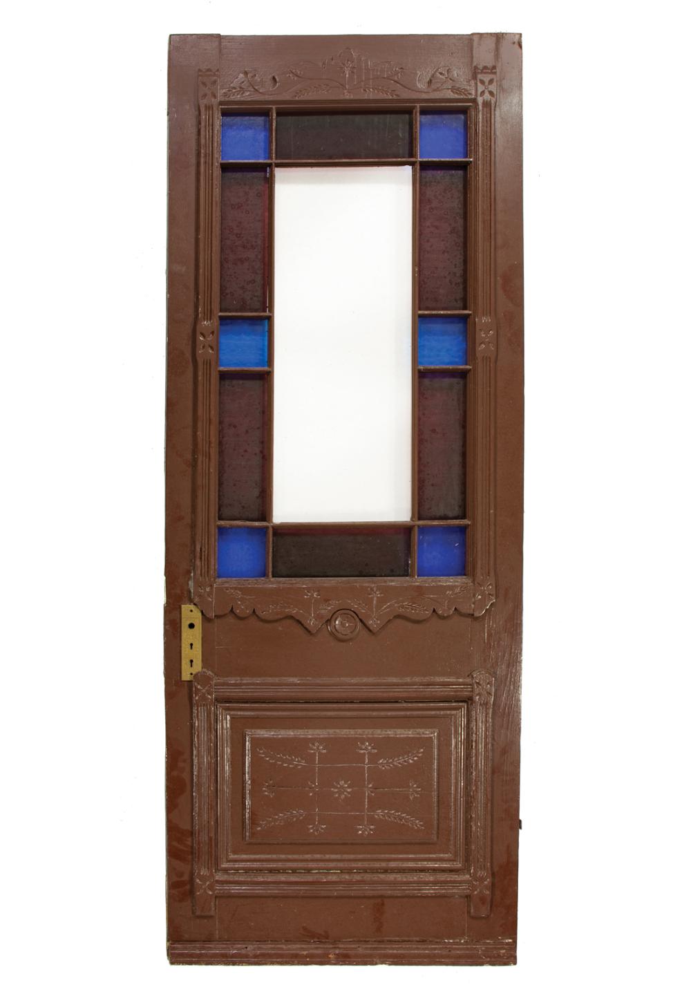 Appraisal: Louisiana Cypress and Stained Glass Door late th c Eastlake