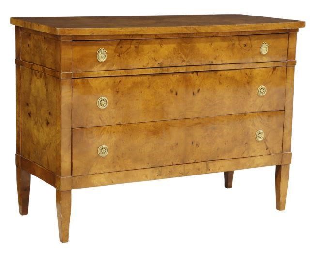 Appraisal: French Louis XVI style burlwood commode th c rectangular top