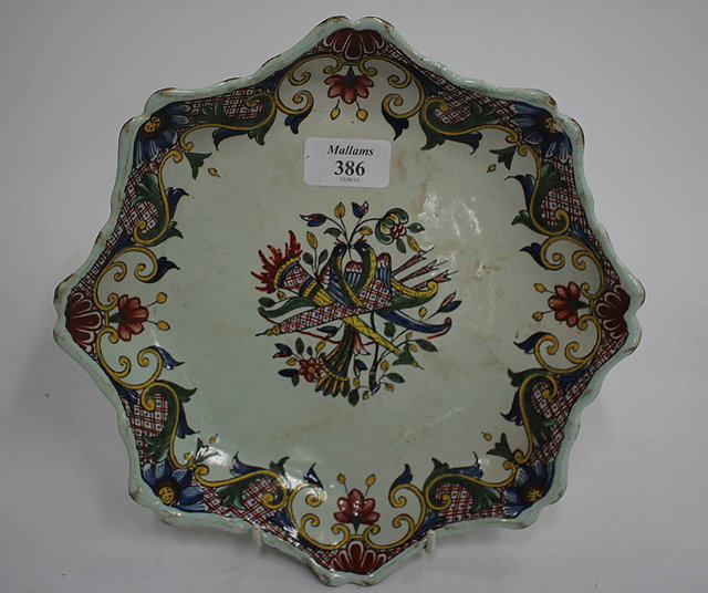 Appraisal: A CONTINENTAL FAIENCE POSSIBLY DUTCH OCTAGONAL DISH cm wide