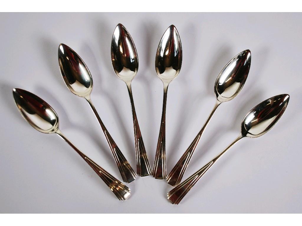 Appraisal: SET OF SIX EDWARD VIII ART DECO SILVER GRAPEFRUIT SPOONS