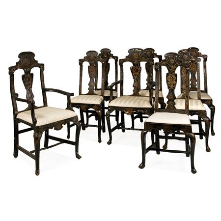 Appraisal: Set of Twelve Continental Rococo Japanned Dining Chairs Estimate -