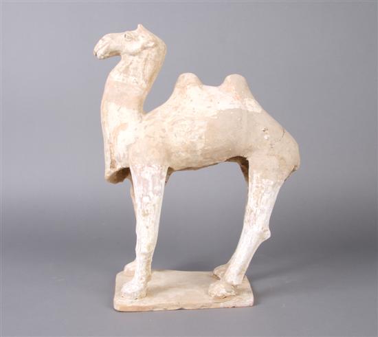 Appraisal: A Chinese Bactrian Pottery Camel Height inches