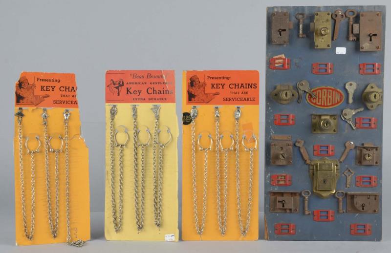 Appraisal: Lot Of Gentlemen's Key Chains And Lock Display Includes -