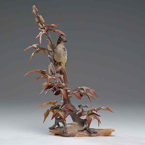 Appraisal: Boehm Crested Flycatcher American A painted porcelain Boehm Crested Flycatcher