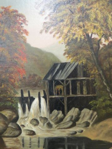 Appraisal: th Century Oil of an Old Mill image area X