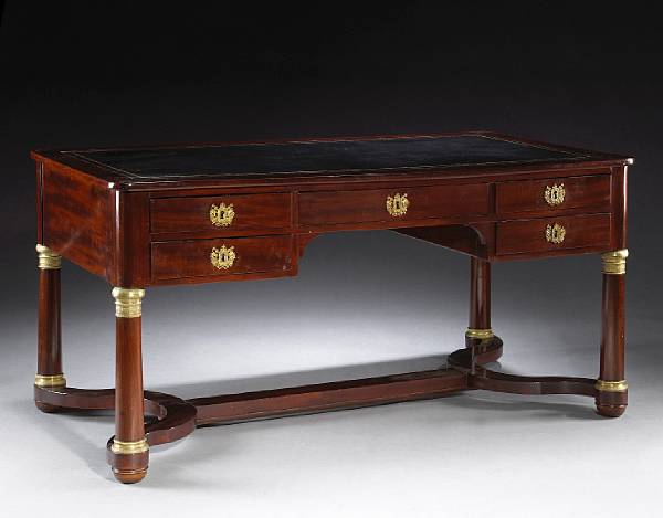 Appraisal: A Charles X gilt bronze mounted mahogany bureau plat first