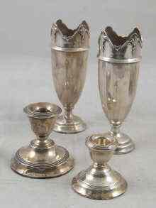 Appraisal: A pair of silver vases Birmingham cm high and two