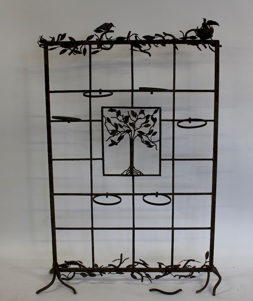 Appraisal: Antique Iron Plant Stand Good size and very decorative -