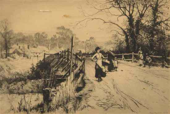 Appraisal: Percy Robertson British - Across the Bridge etching x inches