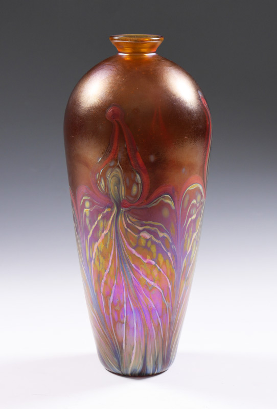 Appraisal: PAIKO Andy American Contemporary Elongated vase with narrow neck and