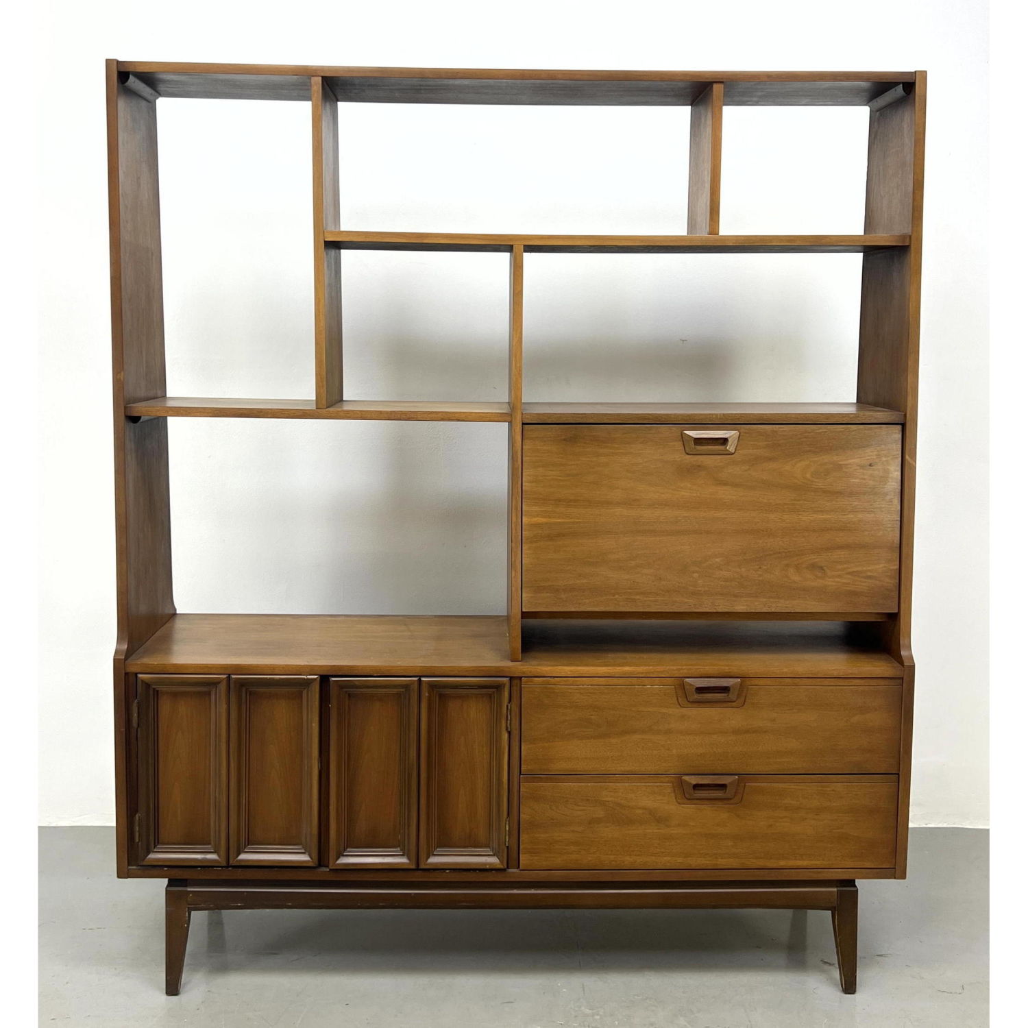 Appraisal: Drop Down Desk Book Shelf Credenza Unit Storage Cabinet below