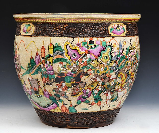 Appraisal: A CHINESE CANTON CRACKLE GLAZE FISH BOWL decorated with an