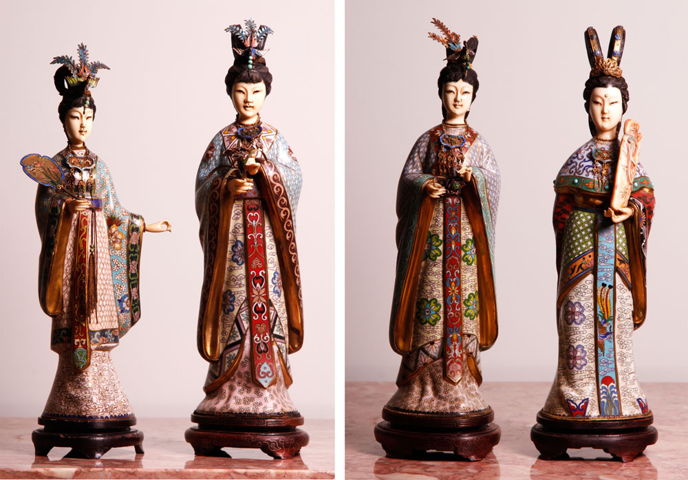 Appraisal: - Set of Chinese Republic Period Cloisonn Female Figures Set