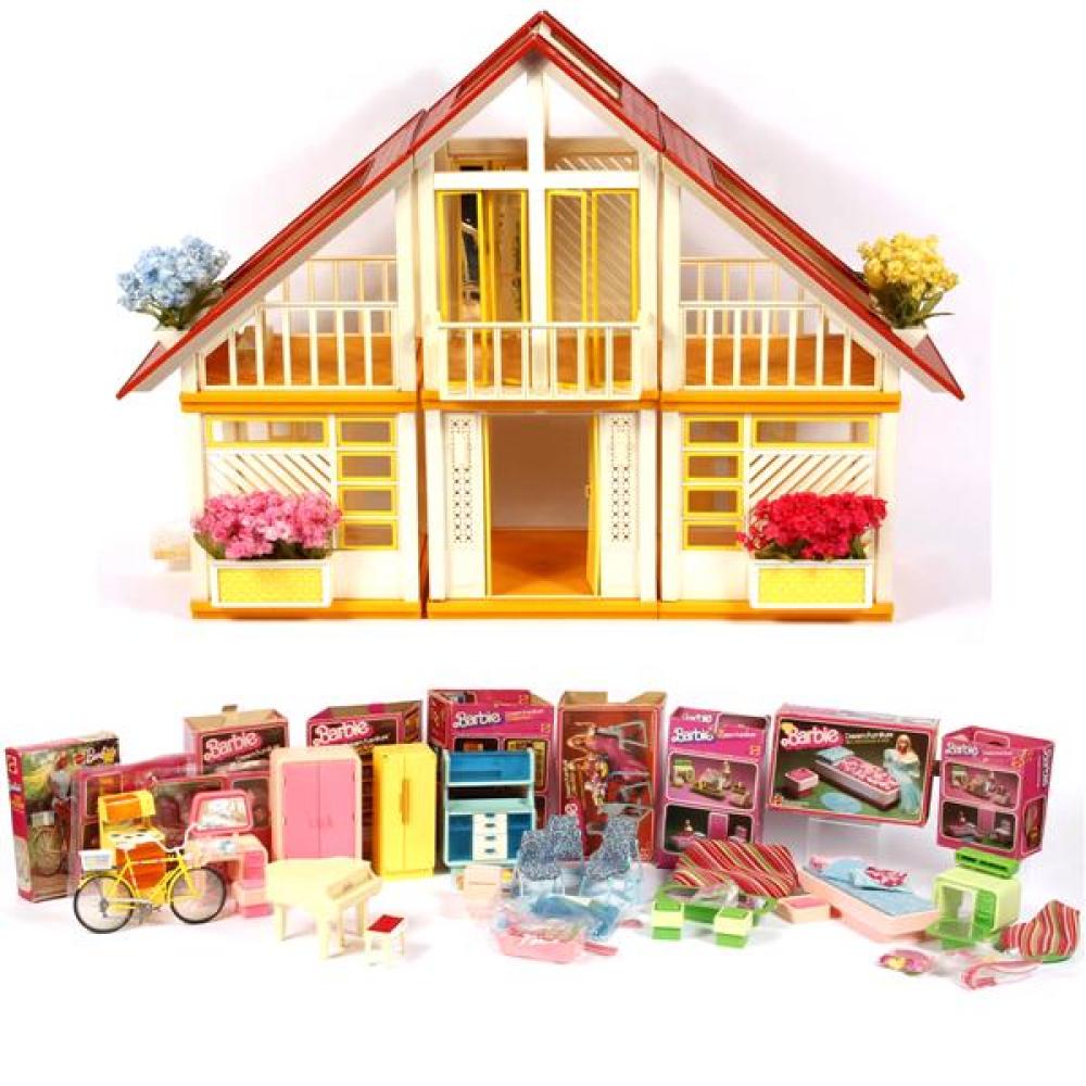 Appraisal: MATTEL - BARBIE FAMILY A-FRAME DREAM HOUSE AND LARGE COLLECTION