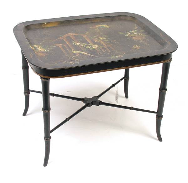 Appraisal: A Victorian papier mache tray th century on later stand