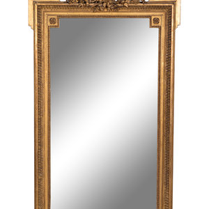 Appraisal: A Louis XVI Style Giltwood Mirror Late th Century Height