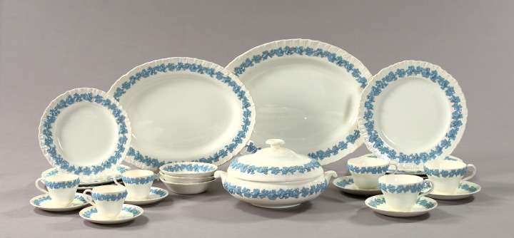 Appraisal: Ninety-Four-Piece Wedgwood Pale Blue and White Embossed Queen's Ware Pottery