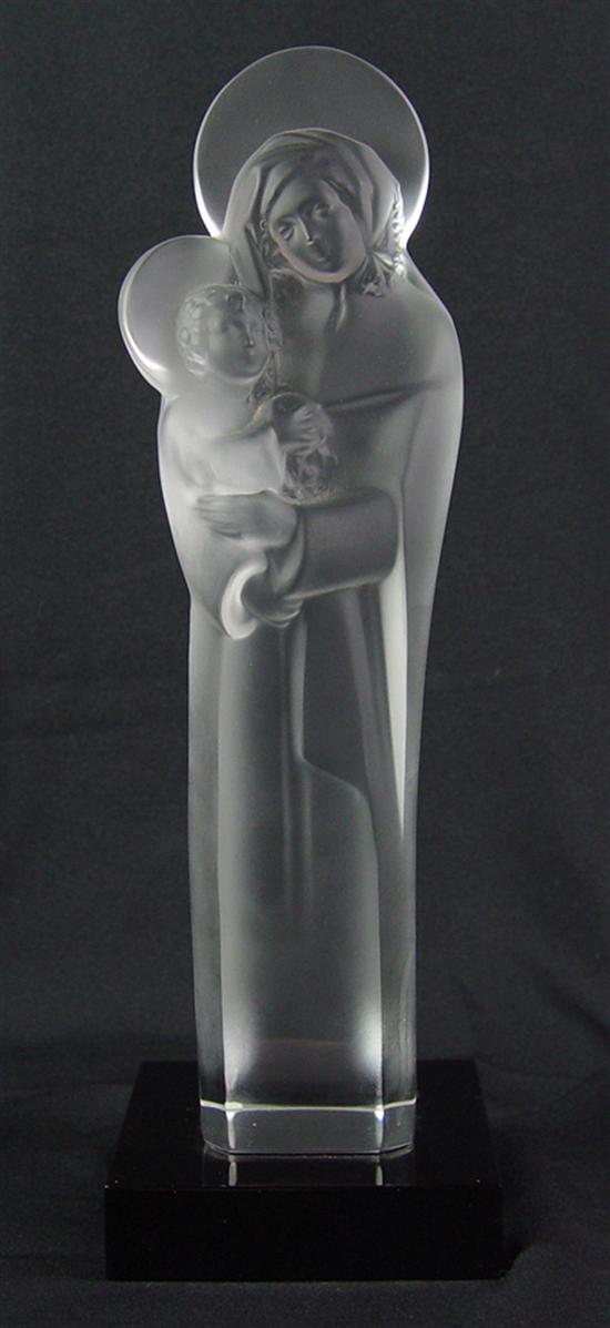 Appraisal: Lalique Madonna Child on Black Base Circa - Frosted glass