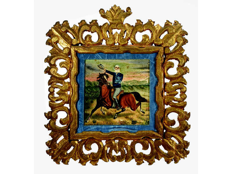 Appraisal: MEXICAN SCHOOL White bearded man on horse-back oil on panel