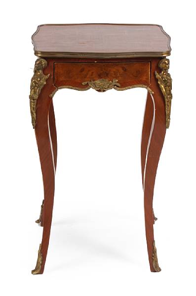 Appraisal: A Louis XV style inlaid and bronze mounted table height