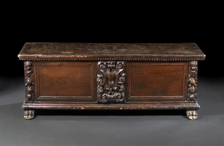 Appraisal: Italian Carved Walnut Cassone late th century and later the