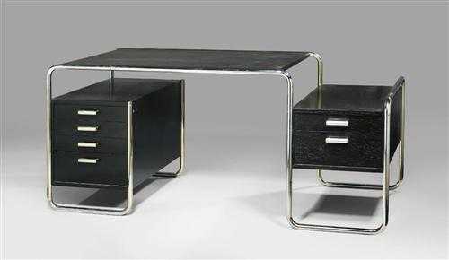 Appraisal: BREUER MARCEL - PEDESTAL DESK model S designed for Thonet