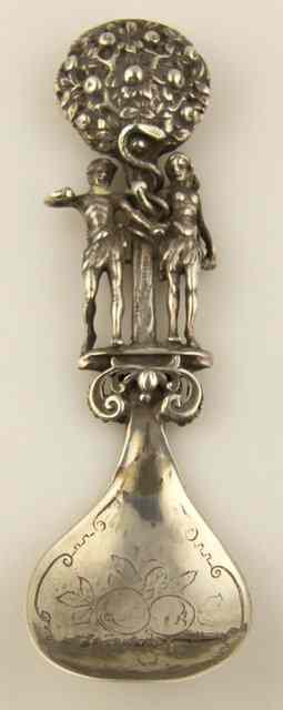 Appraisal: An Adam and Eve silver caddy spoon Berthold Muller bearing