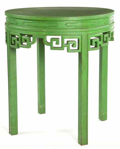 Appraisal: Painted Chinese Style Circular Tablecirca s green painted teak wood