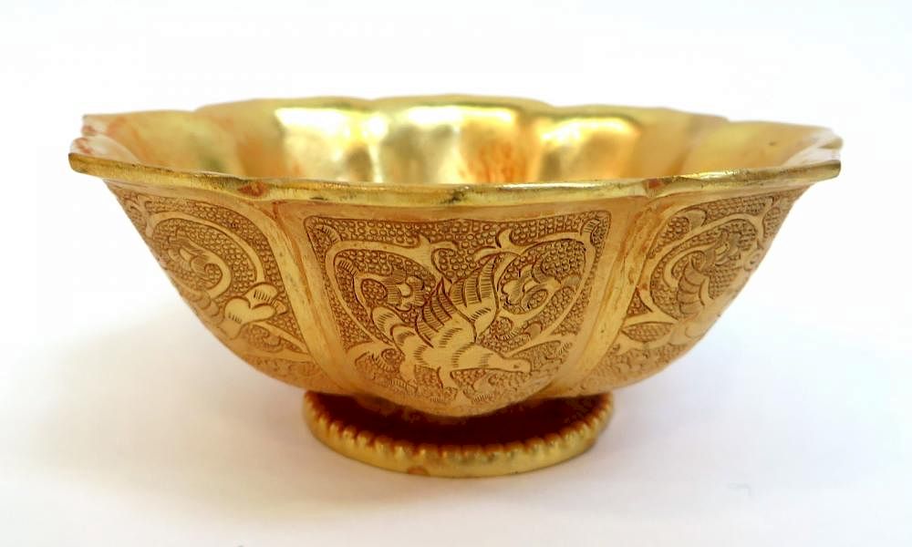 Appraisal: Chinese Gold Gilt Bowl Chinese Gold Gilt Bowl Description With