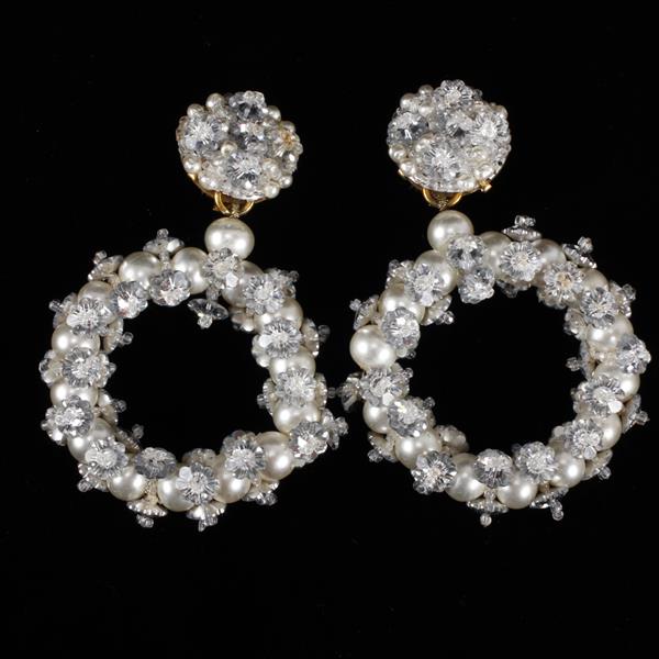 Appraisal: Vintage Couture Coppola E Toppo Bead Faux Pearl Clip Earrings