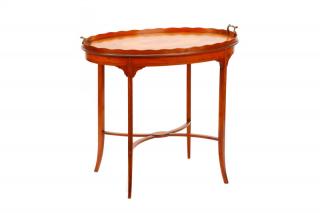 Appraisal: English Mahogany Inlaid Tray Top Serving Table th century English