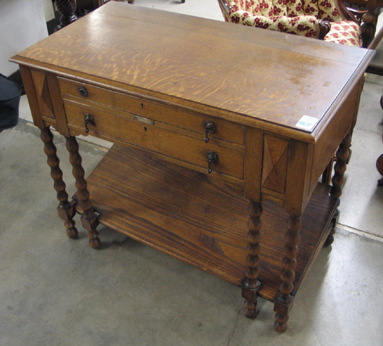 Appraisal: AN OAK SILVER SERVING STAND English th century The table-like