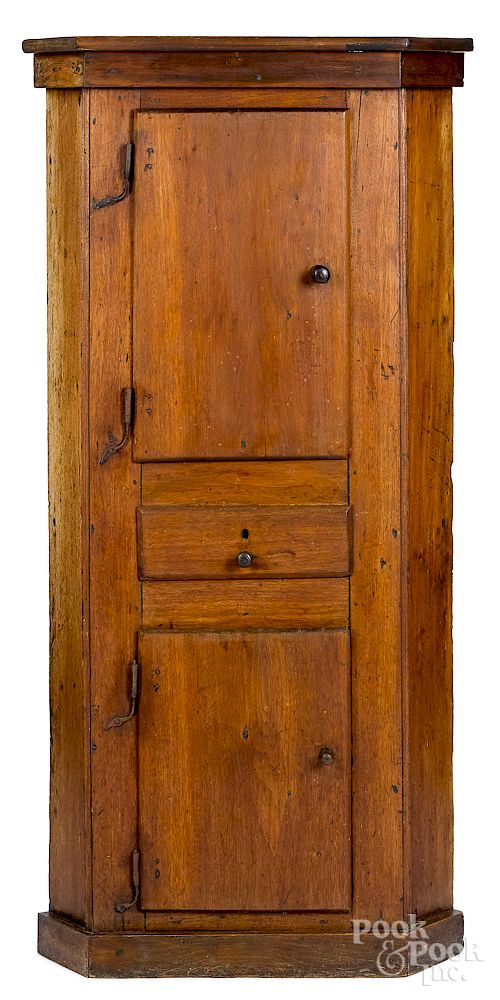 Appraisal: Pennsylvania diminutive walnut corner cupboard Exclusive on Bidsquare Pennsylvania diminutive