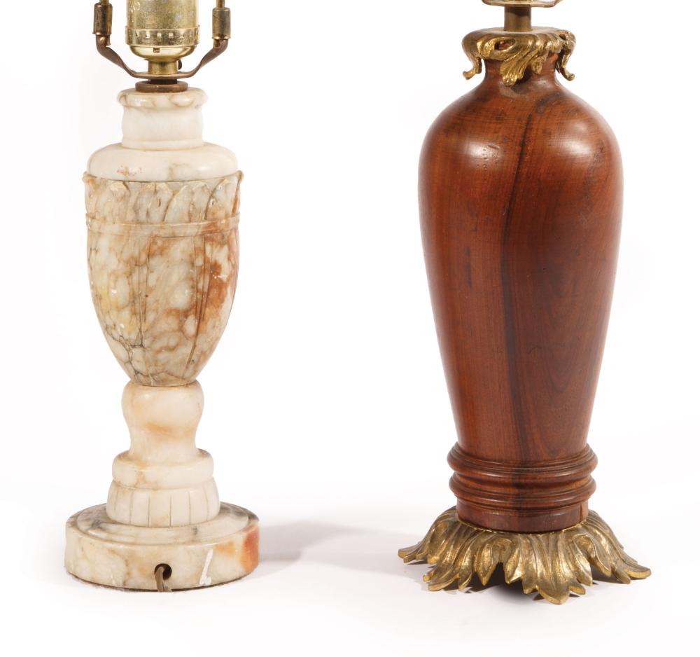 Appraisal: Small Bronze-Mounted Turned Wood Table Lamp h in together with