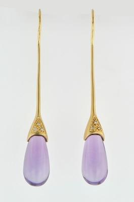 Appraisal: A Pair of Elegant k Gold Amethyst and Diamond Earrings