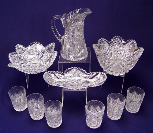 Appraisal: ESTATE AMERICAN BRILLIANT PERIOD CUT GLASS piece lot to include