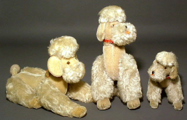 Appraisal: Three Steiff mohair poodles Snobby no button has tag h