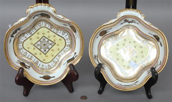 Appraisal: PAIR OLD PARIS PORCELAIN BOWLS Clover form bowls with hand-painted