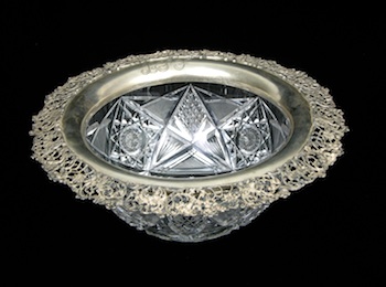 Appraisal: A Brilliant Cut Glass Bowl With Pierced Sterling Rim Beautiful