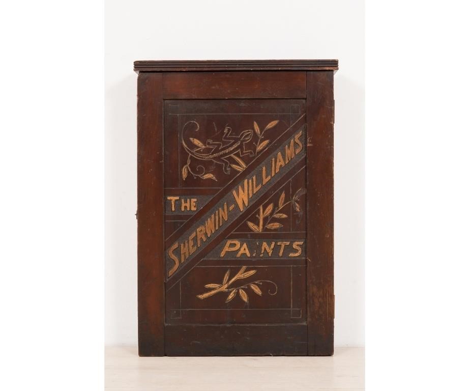 Appraisal: Sherwin Williams Paint Co wood hanging cabinet circa original surface