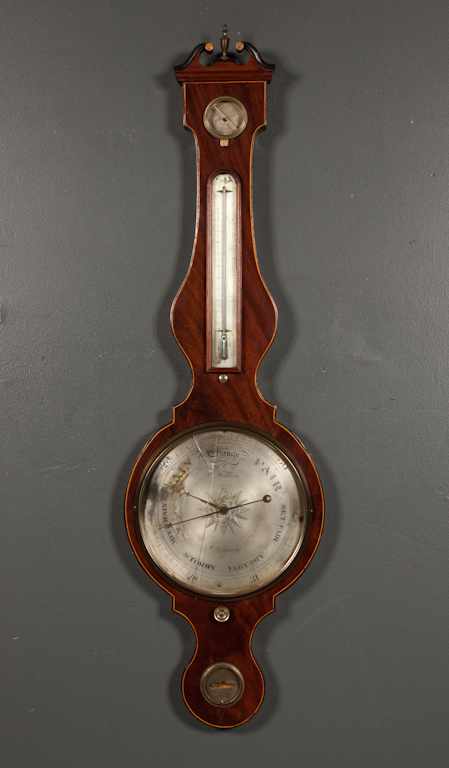 Appraisal: Regency mahogany banjo wall barometer early th century with stringer