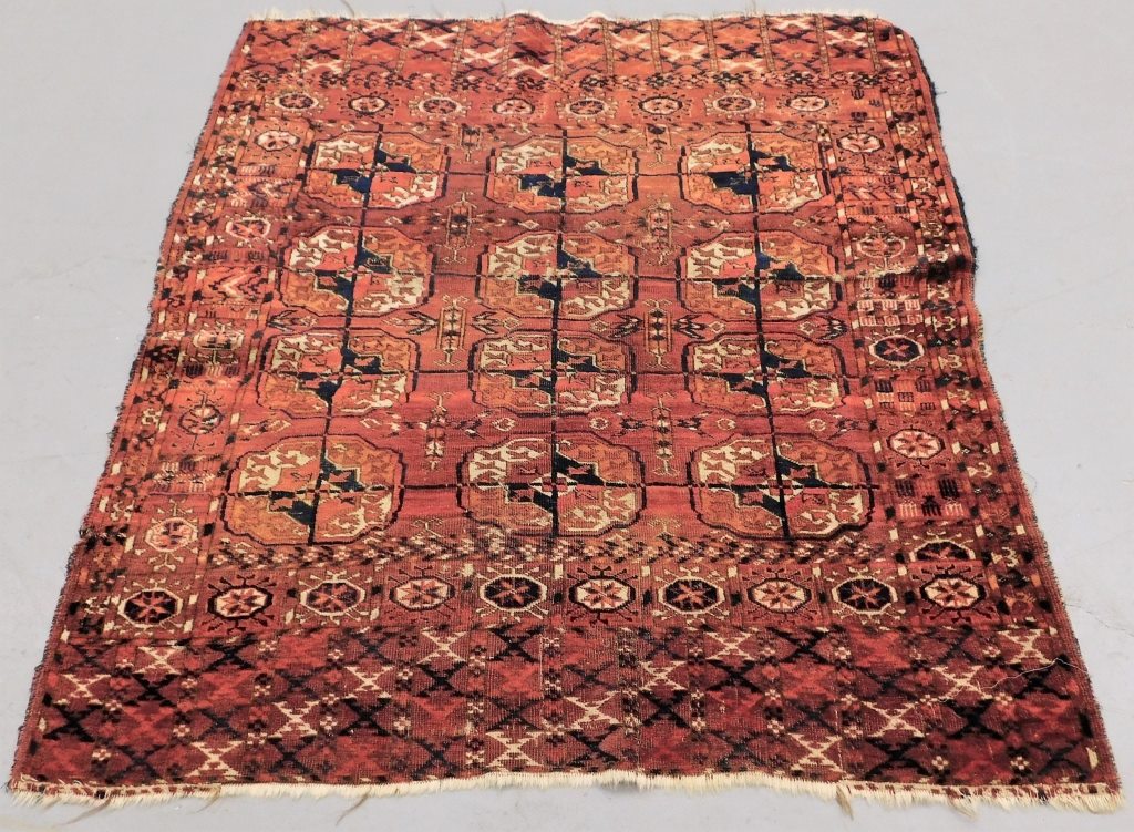 Appraisal: ANTIQUE TURKMAN TEKKE RUG Turkey th Century Navy blue orange