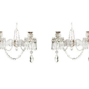 Appraisal: A Pair of English Cut Glass Two-Light Sconces Early th