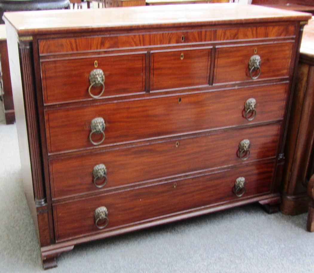 Appraisal: A late George IV mahogany secretaire chest the fitted drawer