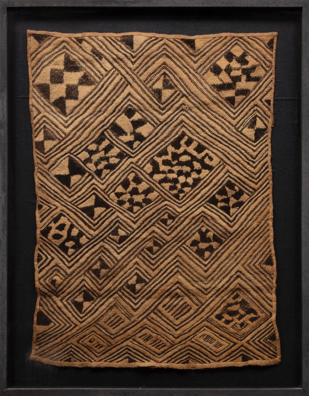 Appraisal: African Kuba Shobwa Textile Panel Zaire raffia and dye l