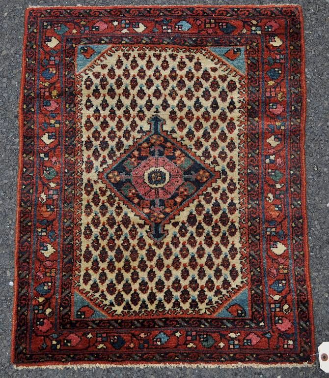 Appraisal: Persian Bakshaish Rug pile wear end losses ' long '